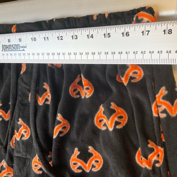 Realtree Women Fleece Pants size XL Black & Orange Casual Stretchy Elastic Waist - Picture 2 of 10